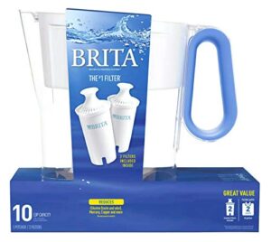 brita wave filtered water filter pitcher 10 cup capacity includes 2 filters - blue