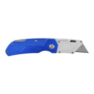 new folding lock-back utility knife box cutter for quick cuts through cardboard, paper, cord