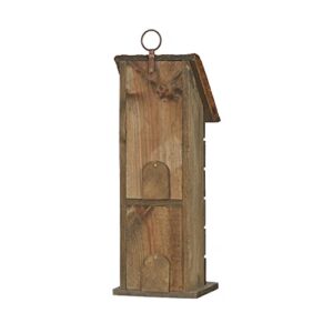 Glitzhome 14.5" H Wooden Garden Bird House Hanging Two-Tiered Distressed with Flowers Decorative Birdhouse