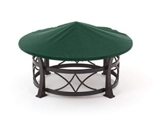 covermates round firepit top cover - light weight material, weather resistant, elastic hem, fire pit covers-green