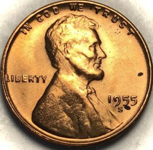 1955 s lincoln wheat cent red bu penny seller mint state