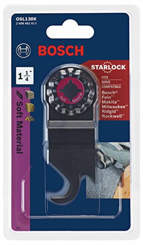 BOSCH OSL138K 1-Piece 1-1/4 In. Starlock Oscillating Multi Tool Soft Materials High-Carbon Steel Hook Knife Blade for Cutting Applications in Carpet, Cardboard, Asphalt Shingles