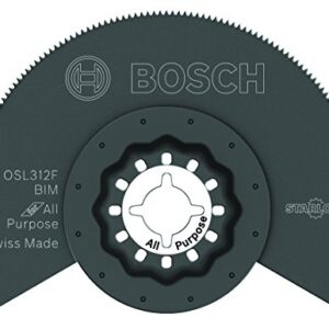 BOSCH OSL312F 1-Piece 3-1/2 In. Starlock Oscillating Multi Tool All Purpose Bi-Metal Flush Cut Blade for Applications in Wood, Wood with Nails, Drywall, PVC, Metal (Nails and Staples)