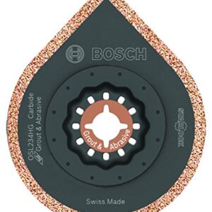 BOSCH OSL234HG 1-Piece 2-3/4 In. x 1/8 In. Starlock Oscillating Multi Tool Grout & Abrasive Carbide Grit Hybrid Grout Blade for Grinding & Rasping Applications