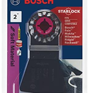 BOSCH OSL200FS 1-Piece 2 In. Starlock Oscillating Multi Tool Soft Materials High-Carbon Steel Flexible Scraper Blade for Removing Caulk and Sealants