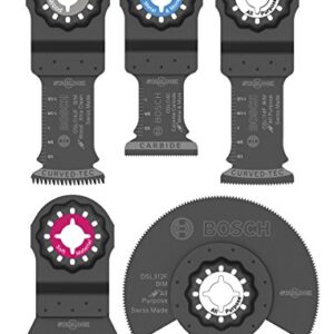 BOSCH OSL005C 5-Piece Starlock Oscillating Multi Tool Assorted Set Blades for Mixed Applications in Metal, Wood and Other General Purpose Materials with Included Case