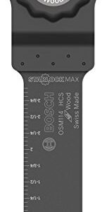 BOSCH OSM114 1-Piece 1-1/4 In. StarlockMax Oscillating Multi Tool Wood Curved-Tec High-Carbon Steel Plunge Cut Blade for Extreme-Duty General-Purpose Applications in Wood