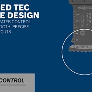 BOSCH OSM114 1-Piece 1-1/4 In. StarlockMax Oscillating Multi Tool Wood Curved-Tec High-Carbon Steel Plunge Cut Blade for Extreme-Duty General-Purpose Applications in Wood