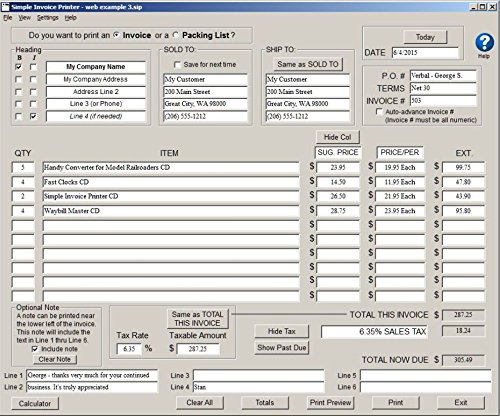 Simple Invoice Printer