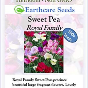 Earthcare Seeds Fragrant Sweet Peas 100 Seeds Royal Family (Lathyrus odoratus)