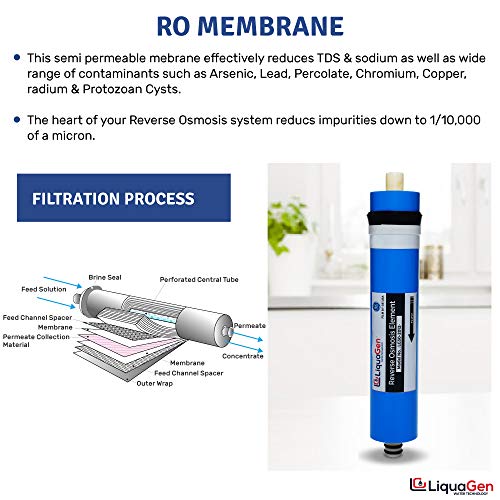 LiquaGen- Reverse Osmosis Membrane (100 GPD) | Replacement Water Filter for Home improvement | Countertop or Under Sink Water Filter | Filters For Premier Pure Drinking Water| For Any RO Machine