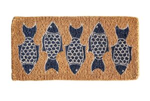 creative co-op natural coir doormat with fish images