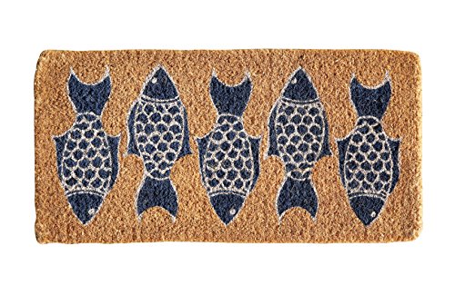 Creative Co-Op Natural Coir Doormat with Fish Images