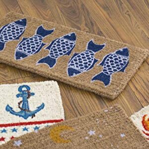 Creative Co-Op Natural Coir Doormat with Fish Images