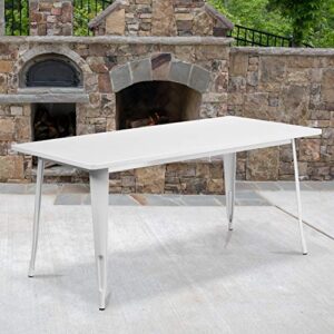 flash furniture charis commercial grade 31.5" x 63" rectangular white metal indoor-outdoor table