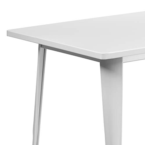 Flash Furniture Charis Commercial Grade 31.5" x 63" Rectangular White Metal Indoor-Outdoor Table