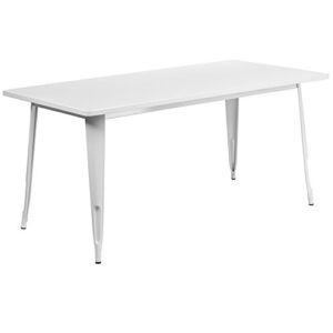 Flash Furniture Charis Commercial Grade 31.5" x 63" Rectangular White Metal Indoor-Outdoor Table