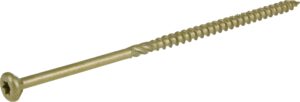 power pro 48617 wood screws, #10 x 5", premium outdoor deck screws, rust resistant, epoxy coated bronze, 5lb tub, 213 pcs