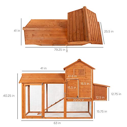 Best Choice Products 80in Outdoor Wooden Chicken Coop Multi-Level Hen House, Poultry Cage w/Ramps, Run, Nesting Box, Wire Fence, 3 Access Areas