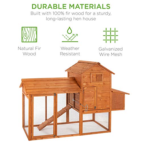 Best Choice Products 80in Outdoor Wooden Chicken Coop Multi-Level Hen House, Poultry Cage w/Ramps, Run, Nesting Box, Wire Fence, 3 Access Areas