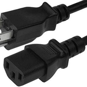 6 Feet (2 Meters) 14AWG Heavy Duty 3 Prong Monitor (Universal Power Cord) Computer Power Cord 6ft (2M) 3 Conductor (IEC320 C13 to NEMA 5-15P) 15 Amp AC Power Cable CNE593692