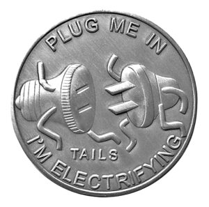 thompson emporium man humor plug me in heads & tails good luck novelty coin - gift for men