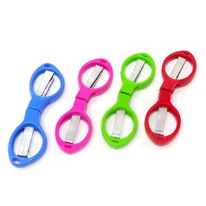 yueton 4pcs colorful plastic handle folding safety scissors
