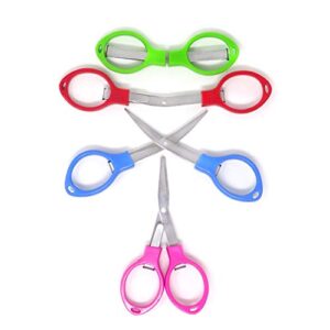 yueton 4pcs Colorful Plastic Handle Folding Safety Scissors