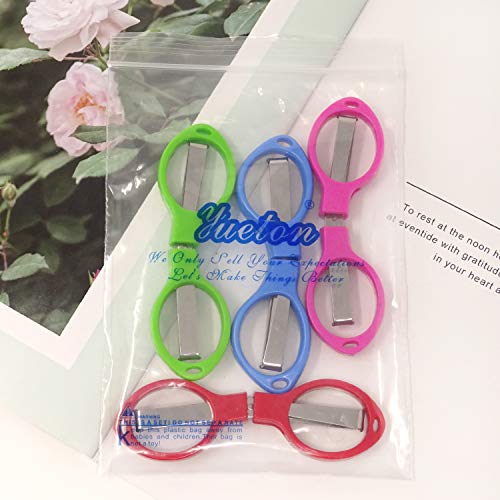 yueton 4pcs Colorful Plastic Handle Folding Safety Scissors