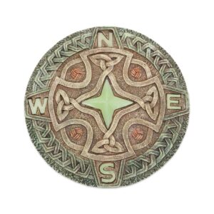 bits and pieces - 10” glow-in-the-dark celtic compass decorative stone - yard decoration – beautiful lawn/garden stone
