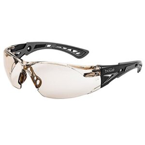 bollé safety 40209, rush+ safety glasses platinum®, black & grey frame, csp lenses