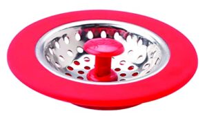 msc international black or red joie kitchen sink stopper and strainer basket, stainless steel and plastic