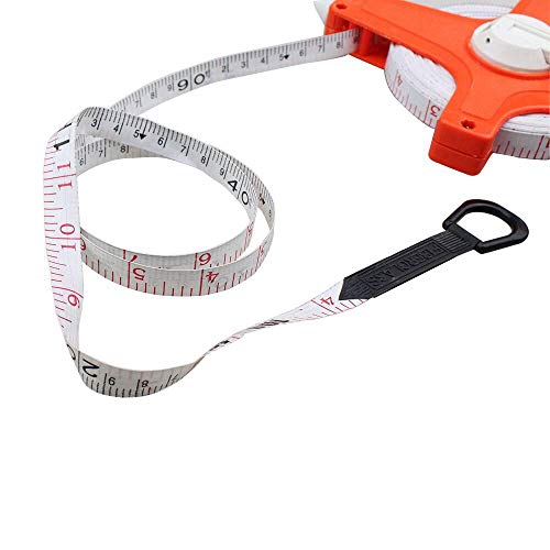 Katzco 300 Feet (100 Meters) Open Reel Measure Tape with Retractable Blade - Open Tape Measure for Track and Field, Long Jump, Construction, Workshop, Projects, Crafts - Dual-Sided Measuring Reel