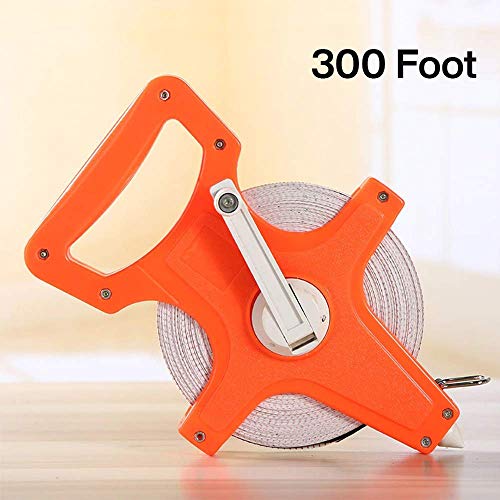 Katzco 300 Feet (100 Meters) Open Reel Measure Tape with Retractable Blade - Open Tape Measure for Track and Field, Long Jump, Construction, Workshop, Projects, Crafts - Dual-Sided Measuring Reel