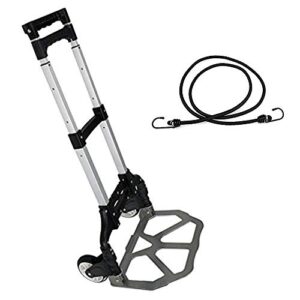 smartxchoices folding hand truck, dolly cart with wheels & telescoping handle, bungee cord, portable aluminum luggage cart, personal trolley for indoor outdoor travel shopping moving, 176 lb capacity