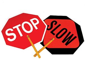 nmc one double sided stop/slow sign safe-t-paddle, lightweight durable hardboard traffic safety sign, 18" x 18" octagon, ps1