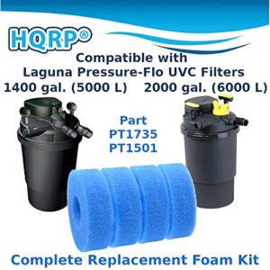 HQRP 4-Pack Foam Sponge Filter Media Compatible with Laguna Pressure-Flo 1400 gal. (5000 L) and 2000 gal. (6000 L) UVC Filters, Part PT1736 PT1503 Replacement