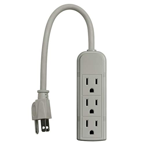 Uninex PS28U Compact Grounded 3-Outlet Power Strip, UL Listed, 1-Foot, 2-Pack