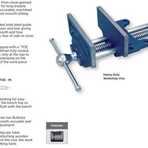 GROZ 7-Inch Heavy Duty Wood-Working Vise | Made from Cast Iron | Plain Screw | "Toe-in" Feature | High Level Precision | Perfect for Home and Professional Use (39001)