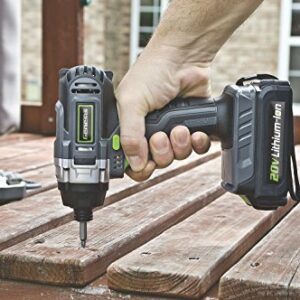 Genesis GLID20A 20 Volt Lithium-ion Battery-Powered Cordless Variable Speed Impact Driver with 1/4" Collet , Built-In LED Work Light, 20V Battery, Charger and Screwdriver Bit