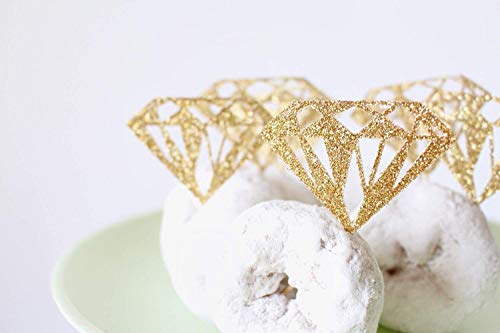 Bridal Shower Decorations, Diamond Cupcake Donut Toppers, Wedding Decorations, Set of 12