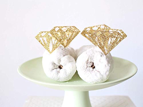 Bridal Shower Decorations, Diamond Cupcake Donut Toppers, Wedding Decorations, Set of 12