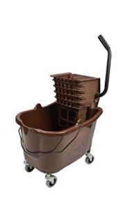 janico inc mop bucket side press wringer combo, 35 quart 8.5 gallon, brown, 3 inch non marking metal casters (35 quart, bronze)