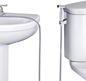 SmarterFresh Faucet Bidet Sprayer for Toilet - Warm Water Handheld Sprayer with Sink Hose Attachment for Bathroom… (Stainless Steel)