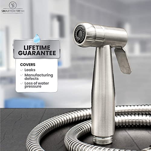 SmarterFresh Faucet Bidet Sprayer for Toilet - Warm Water Handheld Sprayer with Sink Hose Attachment for Bathroom… (Stainless Steel)