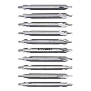 Accusize Industrial Tools 0.078'' by 2'' by 3/16'' Solid Carbide Center Drill Bits, Number 2, 60 Deg, 585-0782