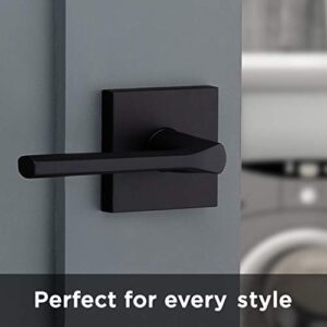 Kwikset 91540-034 Lisbon Door Handle Lever with Modern Contemporary Slim Square Design for Home Hallway or Closet Passage in Iron, Matte Black