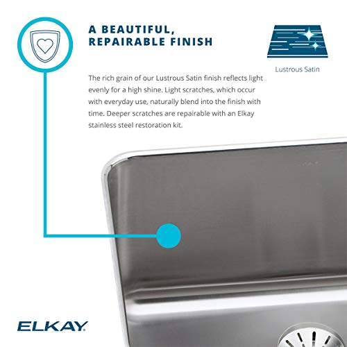 Elkay Lustertone ELUH211810PD Single Bowl Undermount Stainless Steel Sink with Perfect Drain
