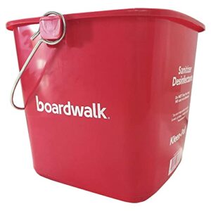 boardwalk kp196rd sanitizing bucket, 6 qt, red, plastic