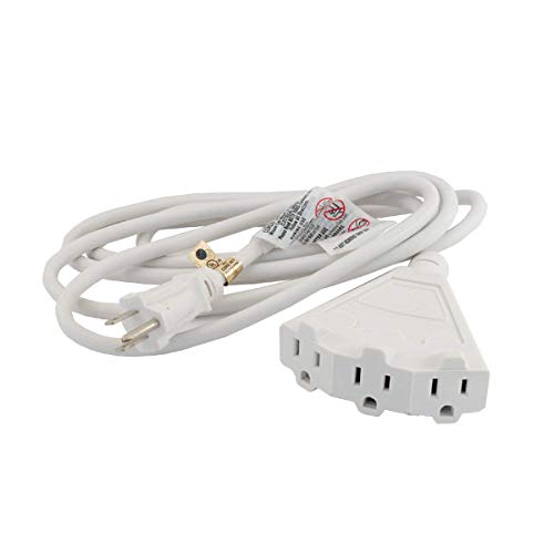 Uninex EC1608 Outdoor Extension Cord with 3 Grounded Outlets, 16/3 AWG Medium Duty, 8-Foot, White